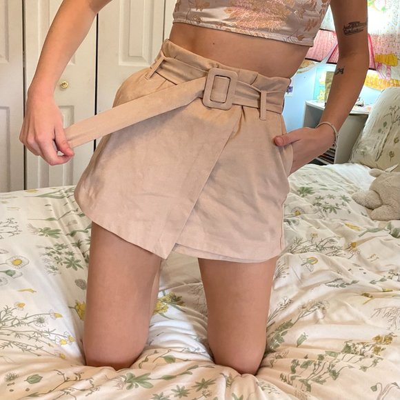 Zara suede 60s style Coral pink shorts skirt skort! - Picture 3 of 7